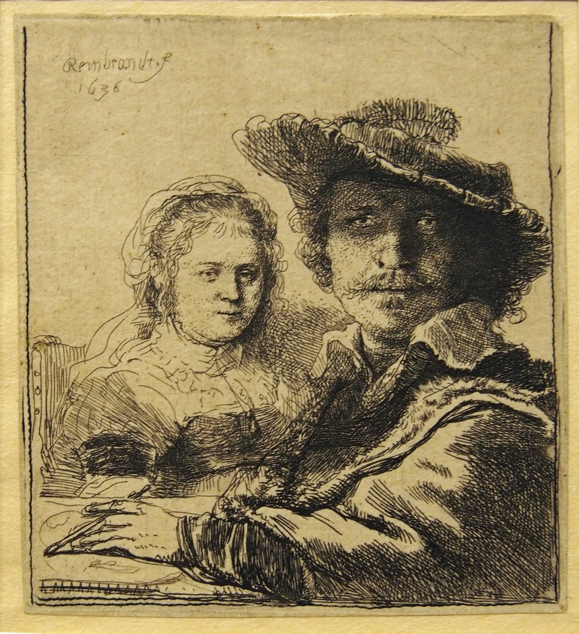 Omakuva Saskian kanssa tekijältä Rembrandt van Rijn