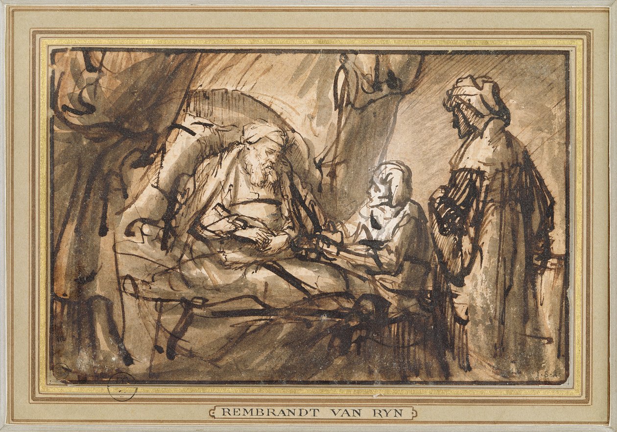 Iisakin siunaus (kynä ja muste ja pesu) tekijältä Rembrandt van Rijn