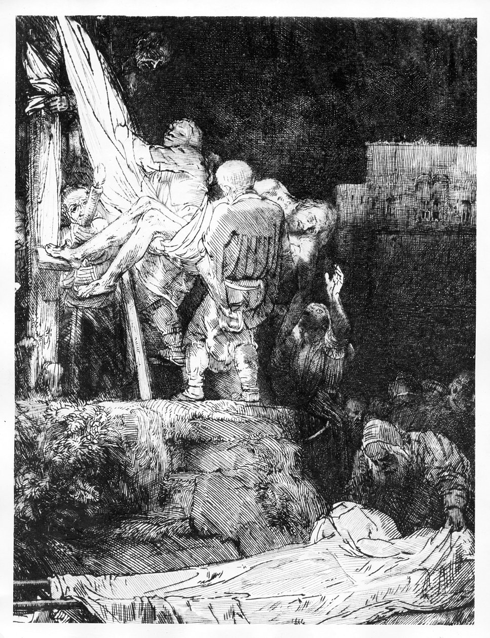 Laskeutuminen ristiltä soihtulla, 1654 tekijältä Rembrandt van Rijn