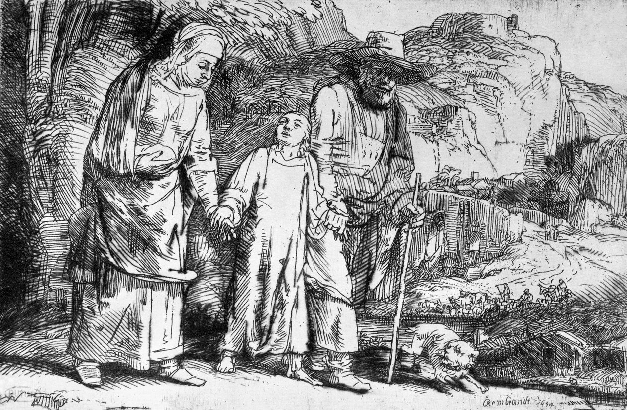 Paluu Egyptistä eli Jeesus Kristus otettu takaisin temppelistä, 1649 tekijältä Rembrandt van Rijn