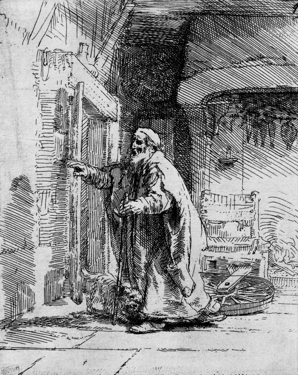 Sokea Tobit, 1651 tekijältä Rembrandt van Rijn
