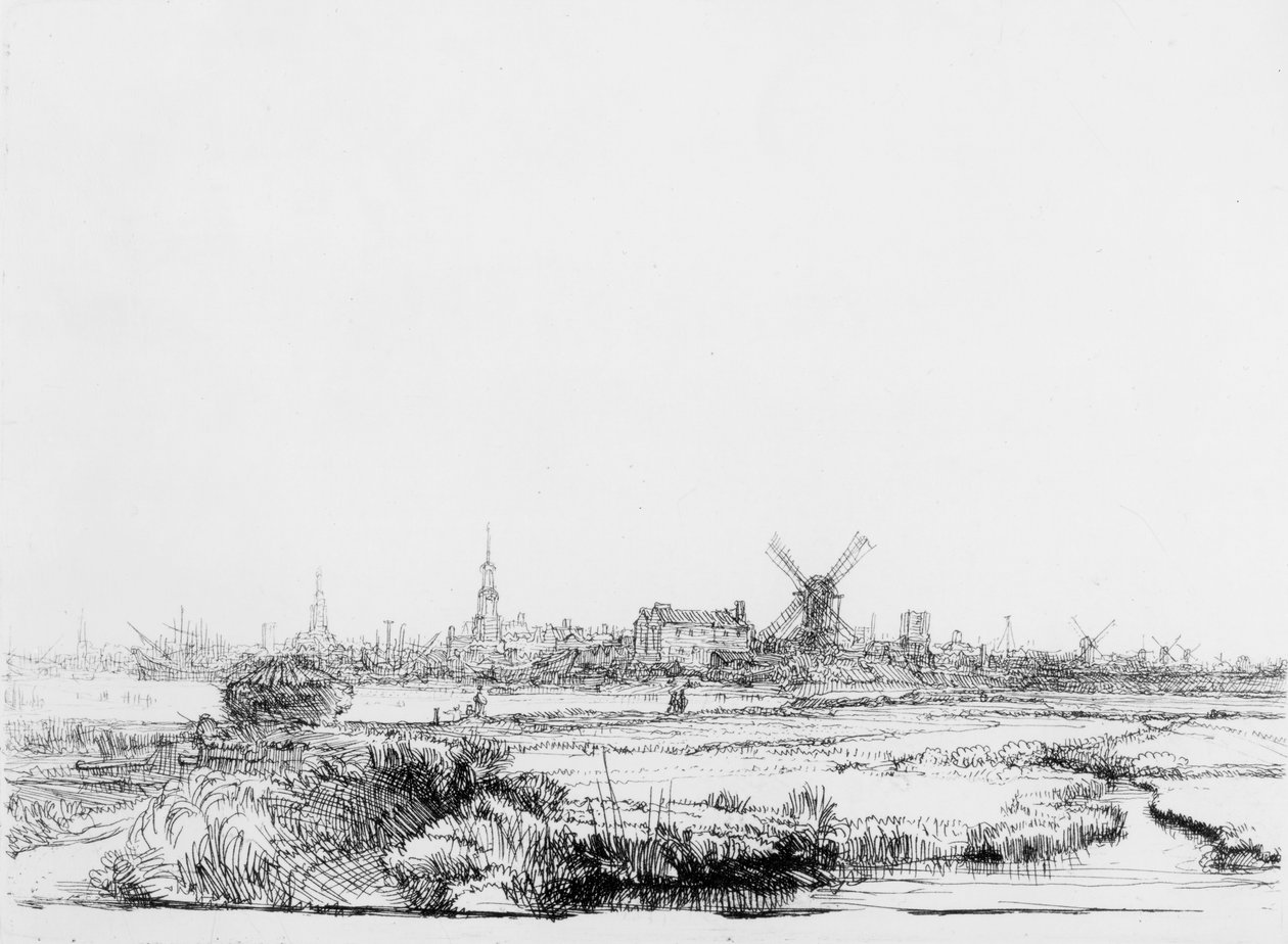 Näkymä Amsterdamista, noin 1640 tekijältä Rembrandt van Rijn