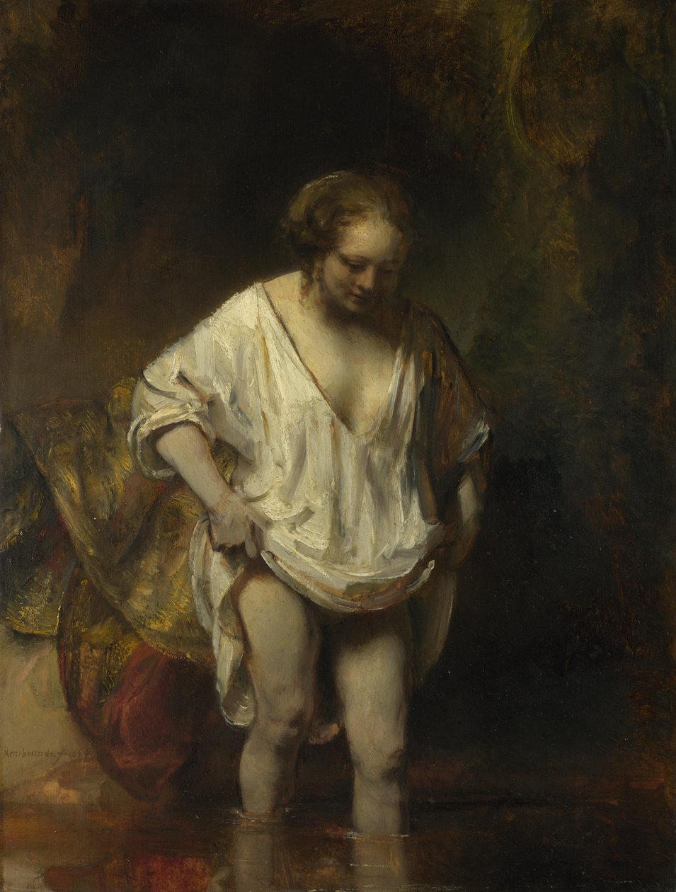 Nainen kylpemässä virrassa, 1654 tekijältä Rembrandt van Rijn