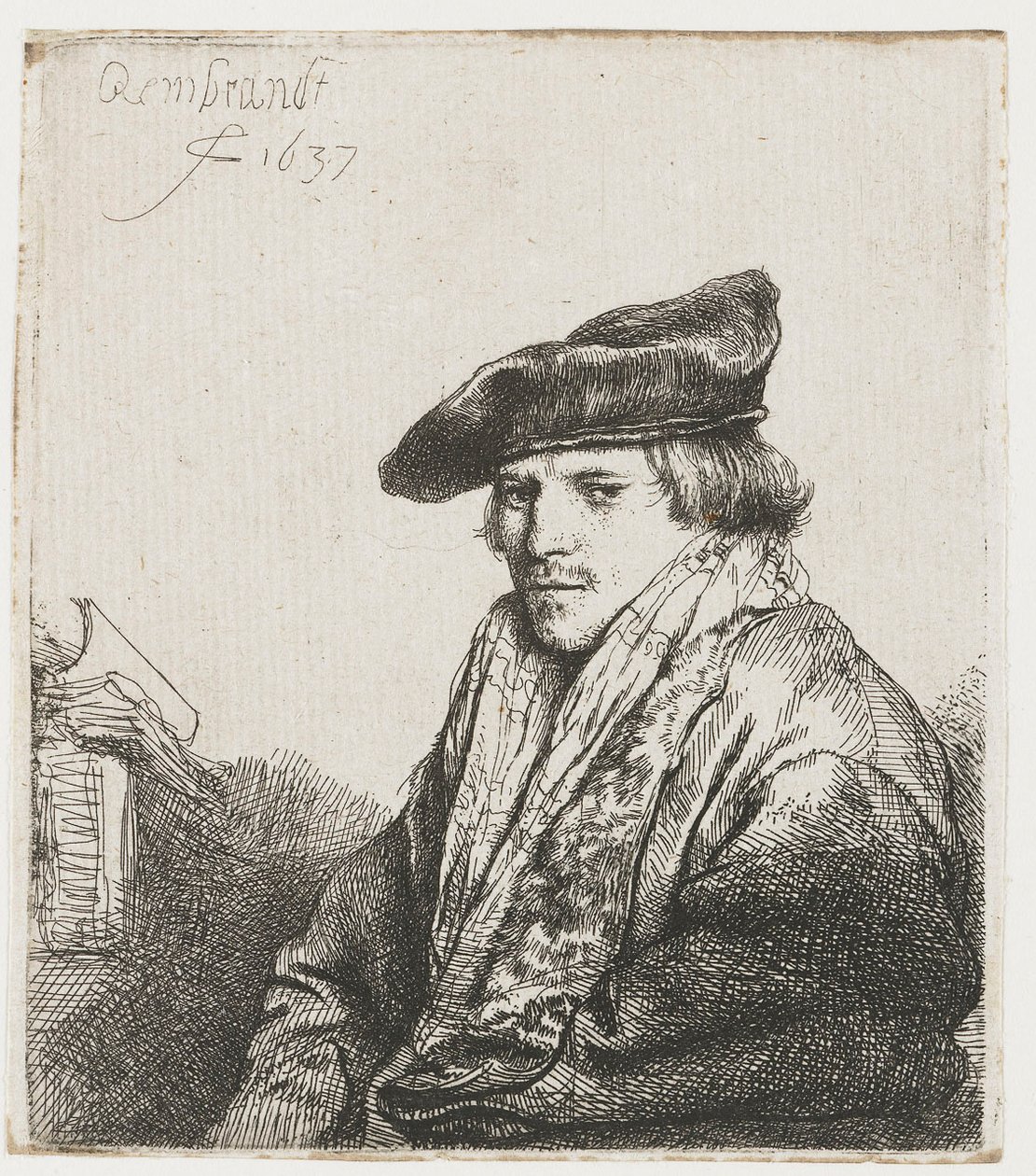 Nuori mies samettilakissa tekijältä Rembrandt van Rijn