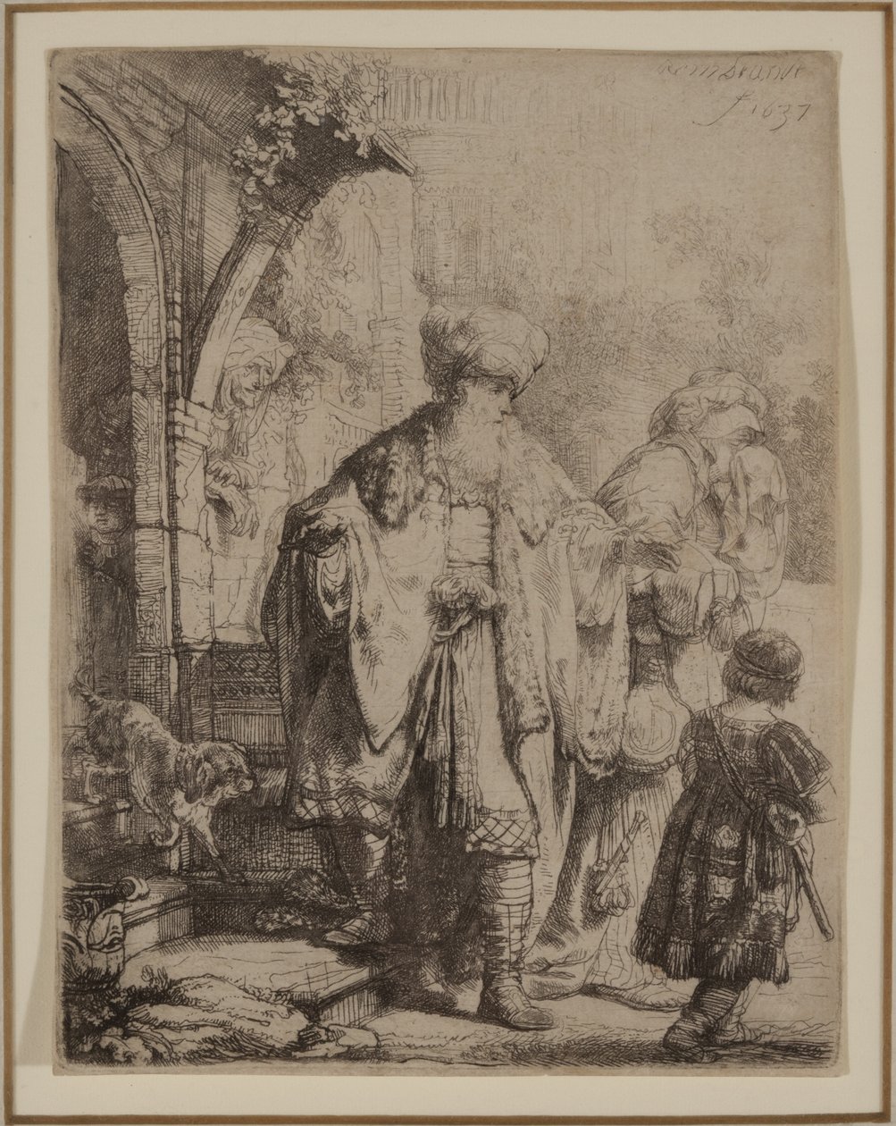 Abraham karkotti Hagarin ja Ismaelin tekijältä Rembrandt van Rijn