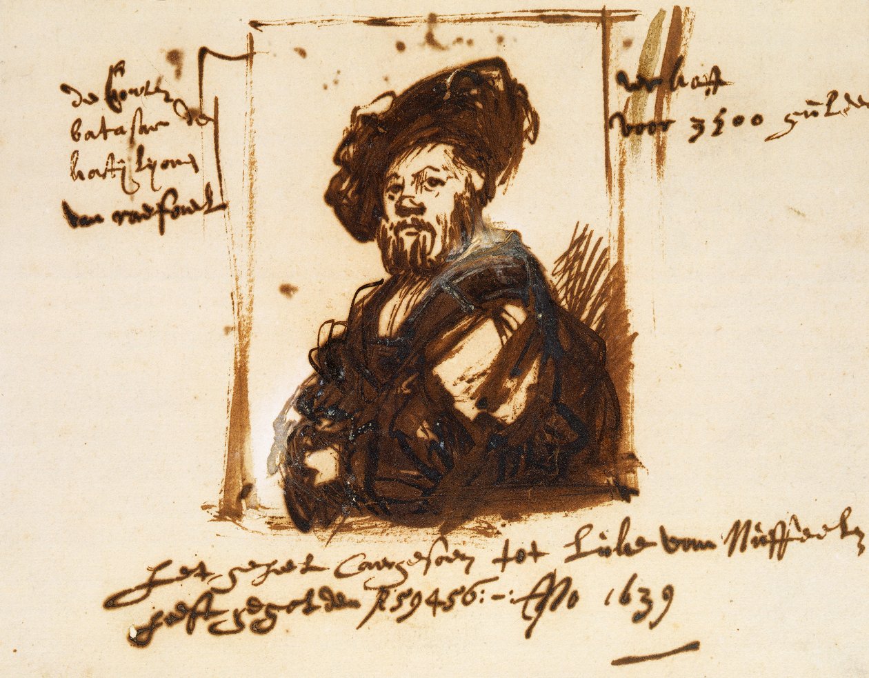 Baldassarre Castiglione, luonnos muotokuvasta tekijältä Rembrandt Harmensz. van Rijn