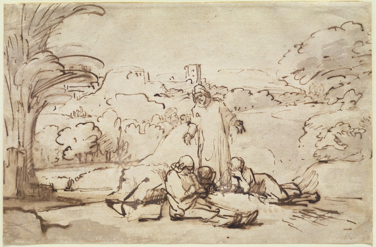 Kristus löytää apostolit unessa, noin 1654 tekijältä Rembrandt van Rijn