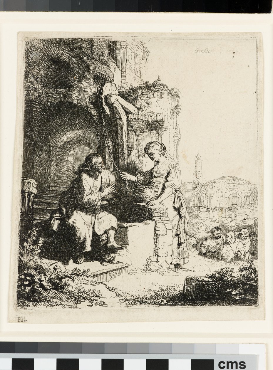 Kristus ja Samarian nainen raunioiden keskellä tekijältä Rembrandt van Rijn