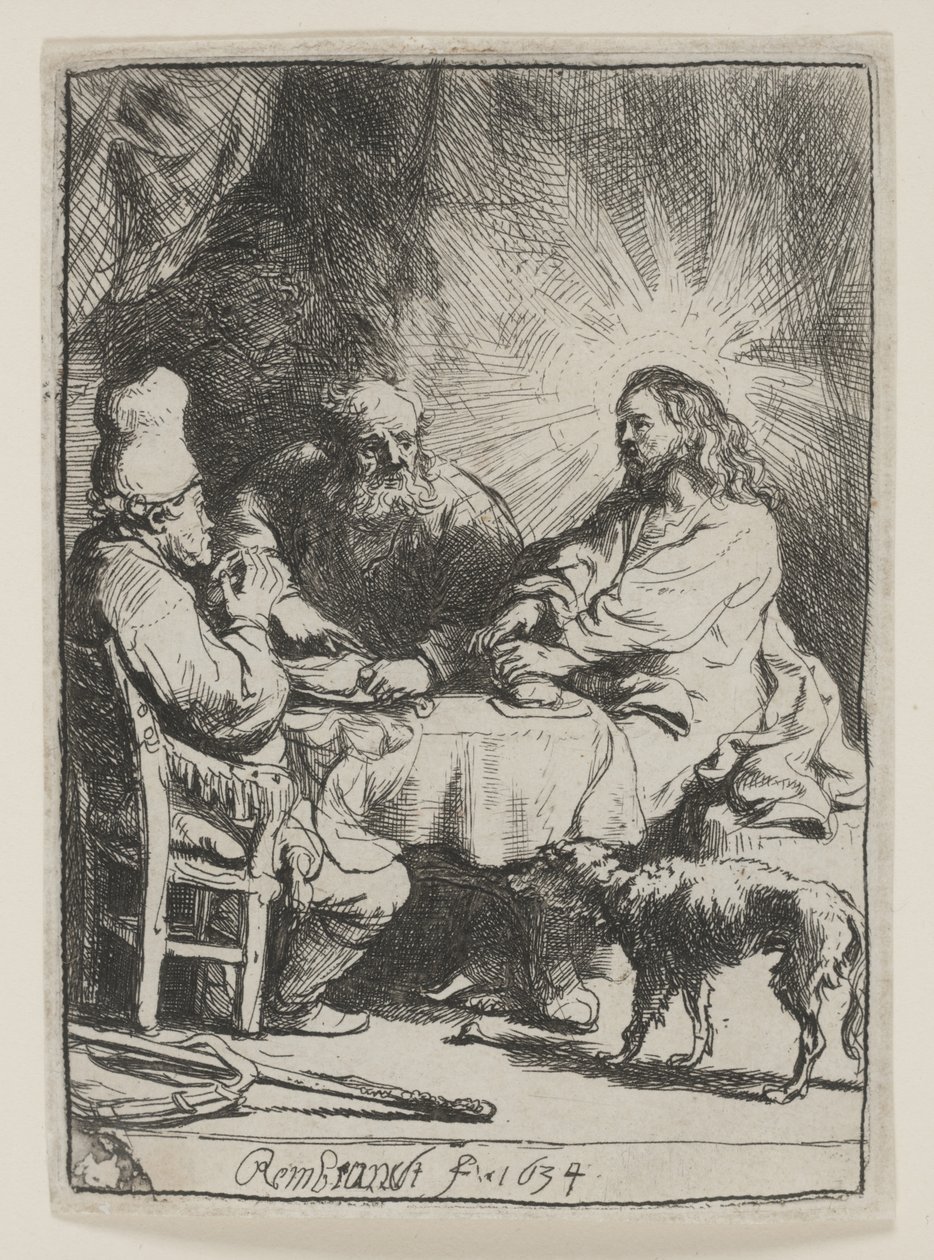 Kristus Emmauksessa: Pienempi lautanen tekijältä Rembrandt van Rijn