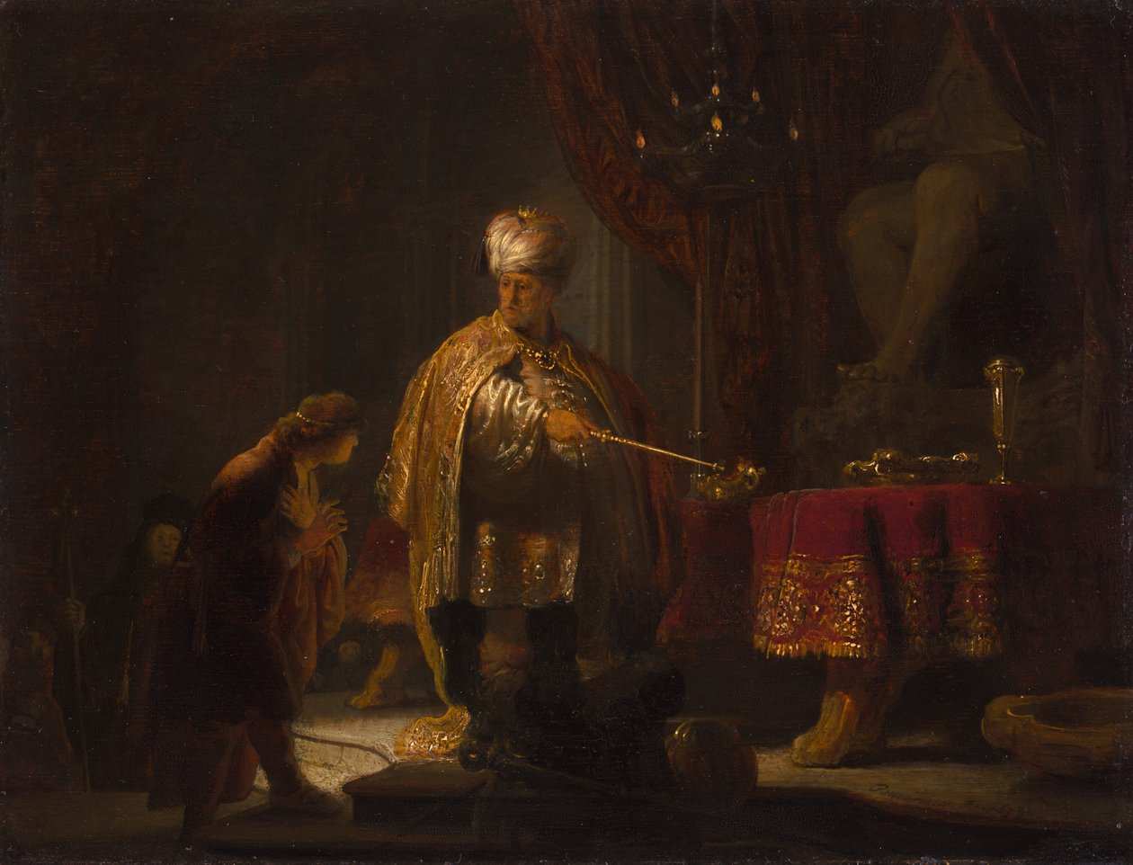 Daniel ja Cyrus ennen Idol Beliä tekijältä Rembrandt Harmensz. van Rijn