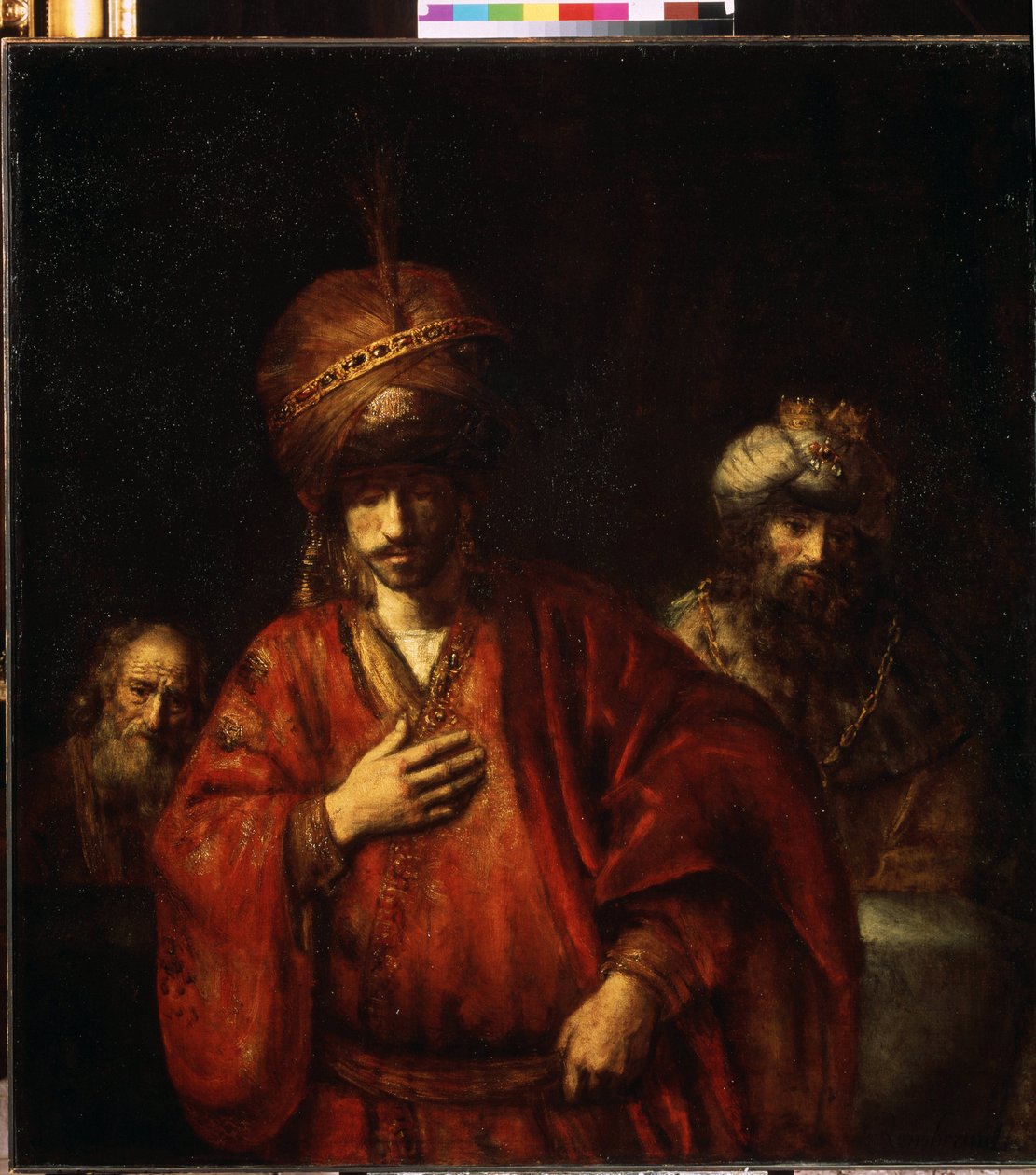 Daavid ja Uuria, Haman (Aman) Tunnustaa kohtalonsa "" Uria heettiläinen (tai Ourias heettiläinen) kuningas Daavidin sotilas. Harmenszoon van Rijnin maalaus, joka tunnetaan nimellä Rembrandt (1606-1669) tekijältä Rembrandt Harmensz. van Rijn