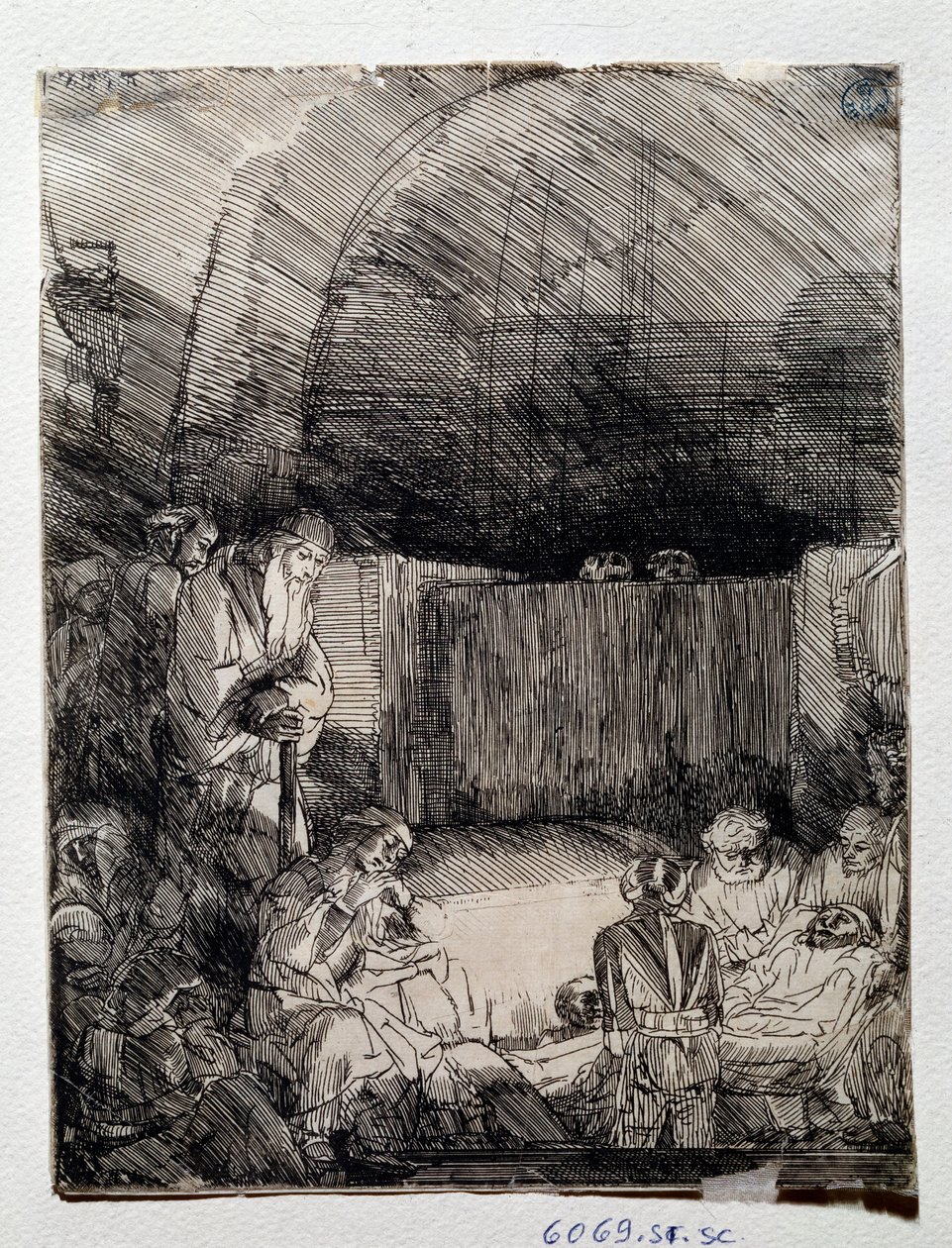 Lunastajan ruumiin näyttely Rembrandt Harmenszoon van Rijnin (1606-1669) piirustus Firenze, Uffizi (toimistot), Gabinetto Disegni e Stampe tekijältä Rembrandt van Rijn