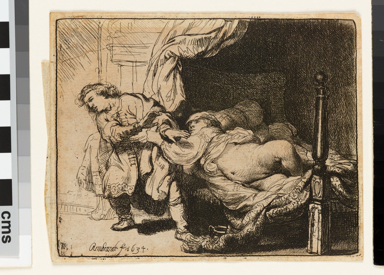Joosefin ja Potifarin vaimo tekijältä Rembrandt van Rijn