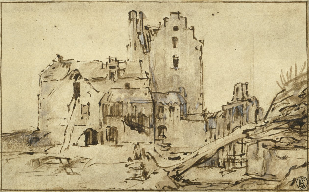 Kostverlorenin linna Decayssa, 1652-57 tekijältä Rembrandt van Rijn