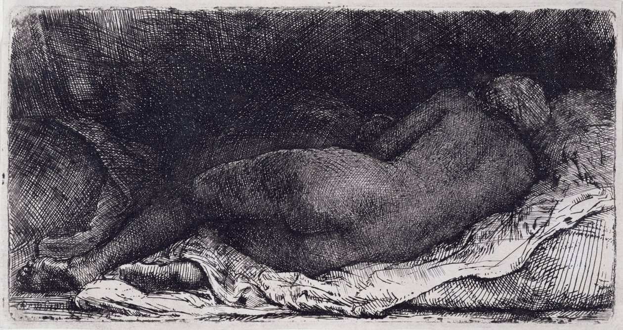Negress makuulla tekijältä Rembrandt van Rijn
