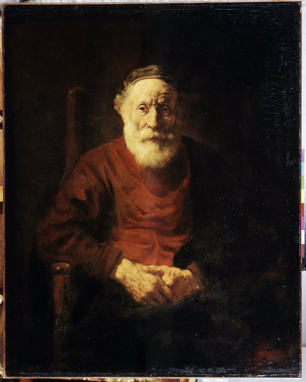 Punaisen vanhan miehen muotokuva. Harmenszoon van Rijnin maalaus, joka tunnetaan nimellä Rembrandt (1606-1669) tekijältä Rembrandt Harmensz. van Rijn
