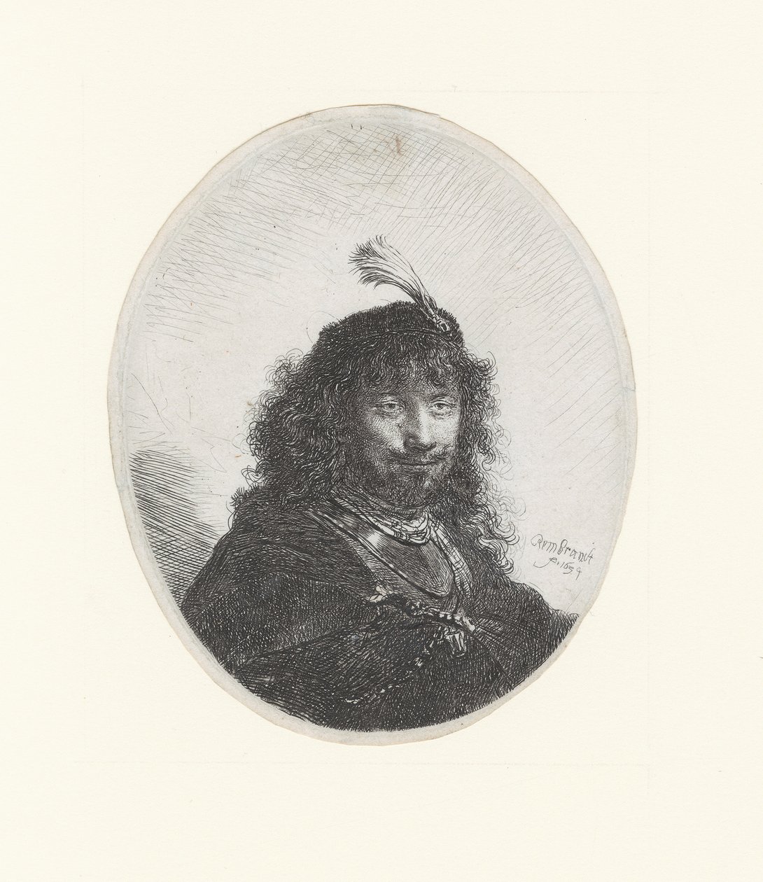 Rembrandt miekan ja jalohaikaran kanssa tekijältä Rembrandt Harmensz. van Rijn