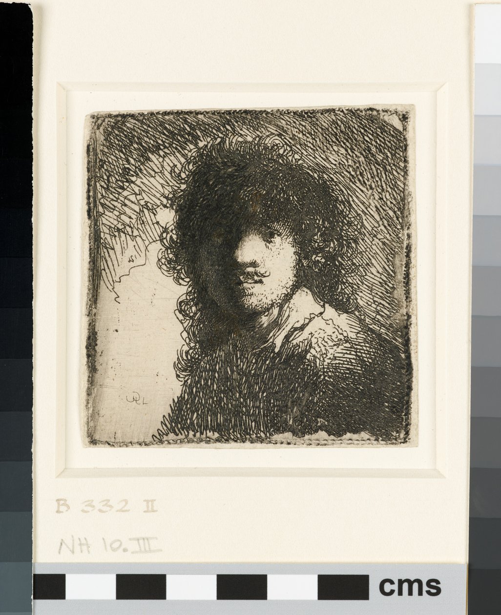 Omakuva paljaspää: rintakuva, n. 1629 (etsaus) tekijältä Rembrandt van Rijn