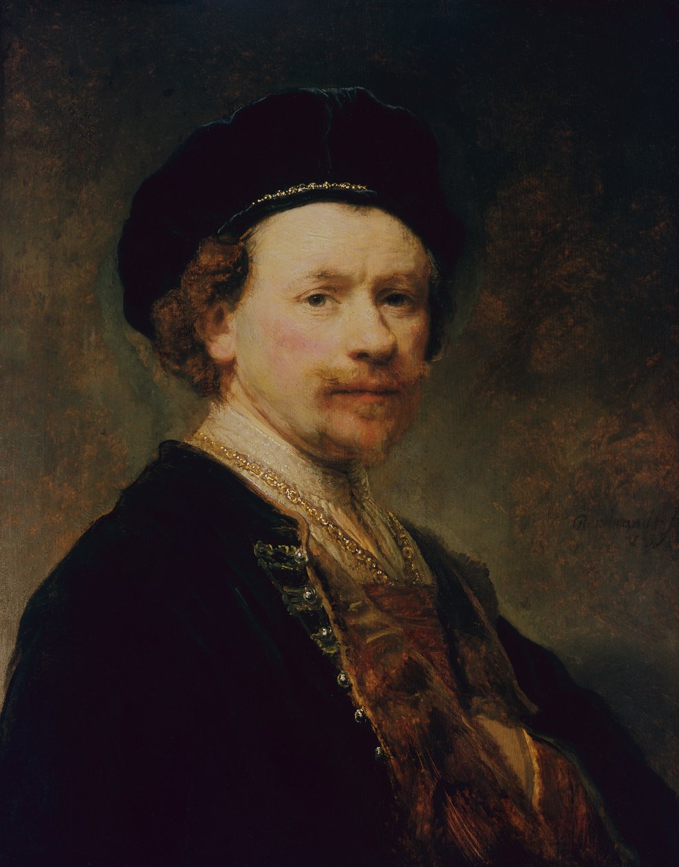 Omakuva, c.1636-8 (öljy paneelissa) tekijältä Rembrandt Harmensz. van Rijn