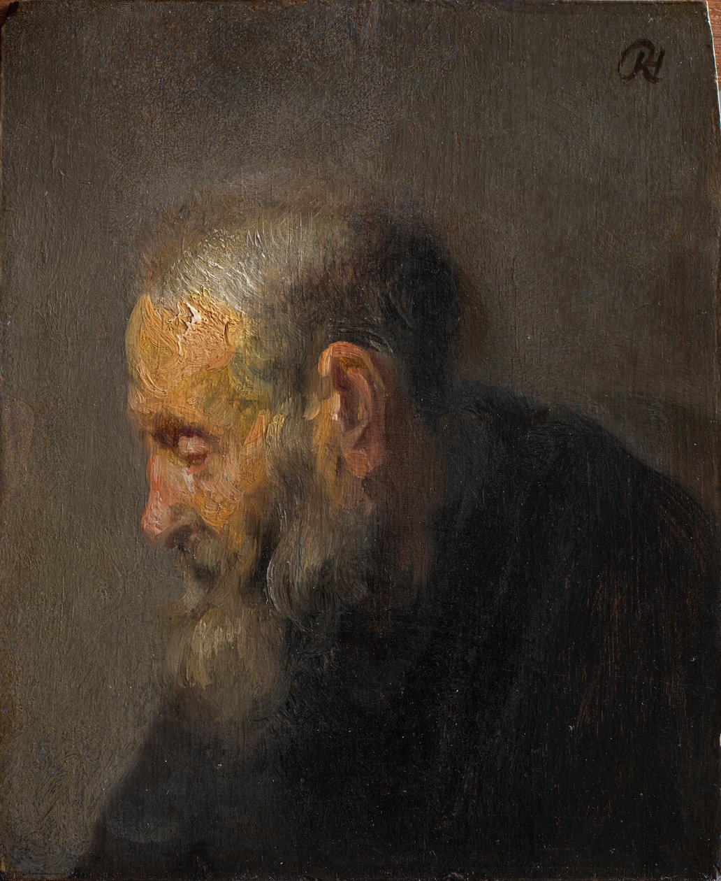 Tutkimus vanhasta miehestä profiilissa, n. 1630 (öljy paneelissa) tekijältä Rembrandt van Rijn