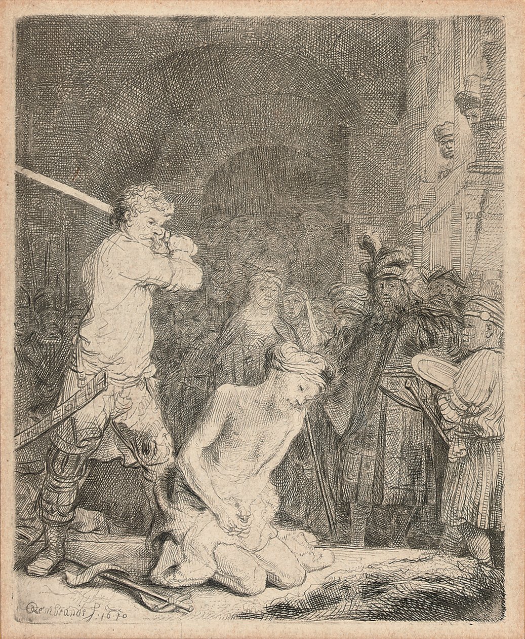 Johannes Kastajan pään mestaus, 1640 tekijältä Rembrandt van Rijn