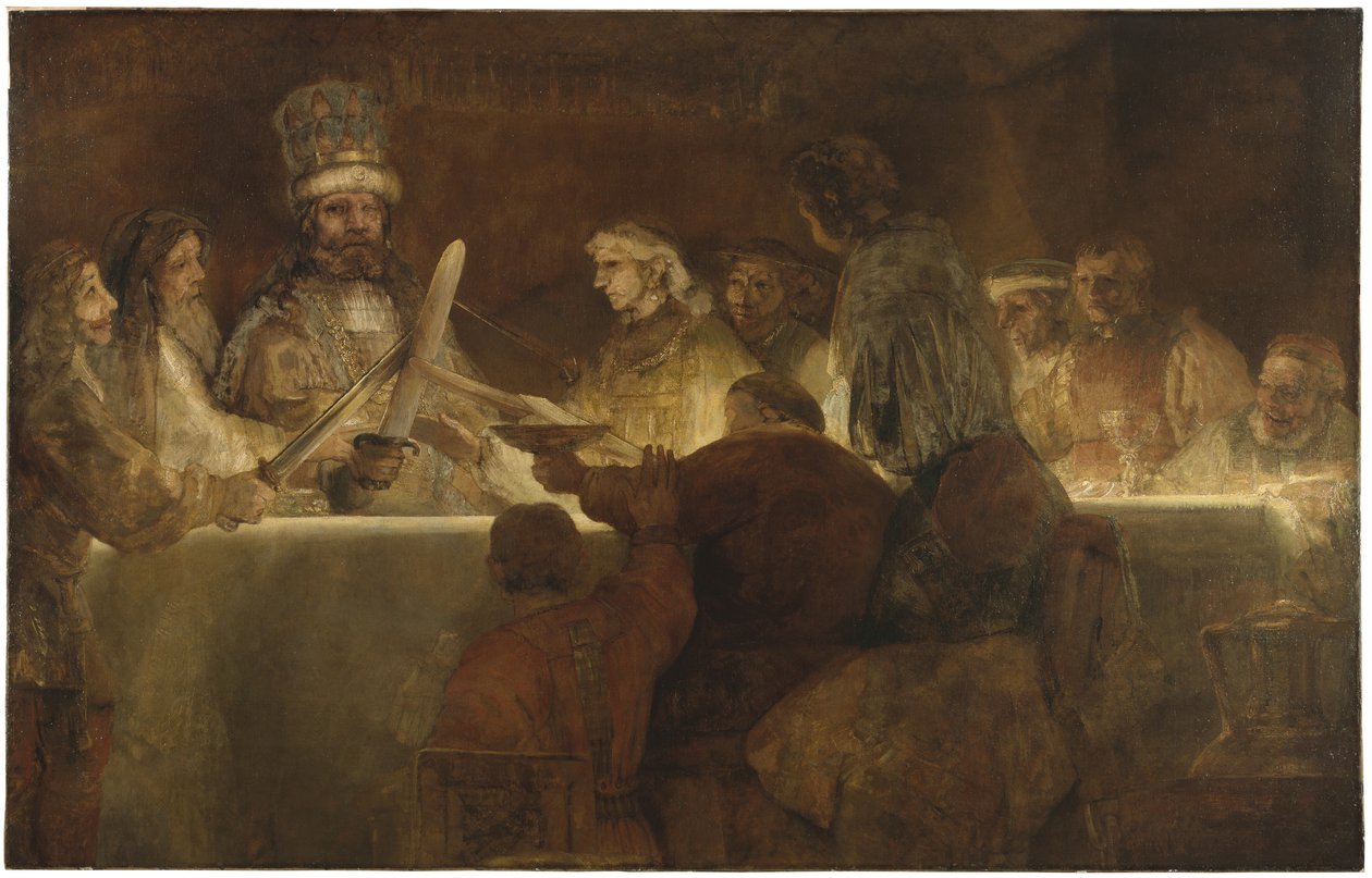 Batavialaisten salaliitto Claudius Civilisin johdolla, n. 1666 (öljy kankaalle) tekijältä Rembrandt van Rijn