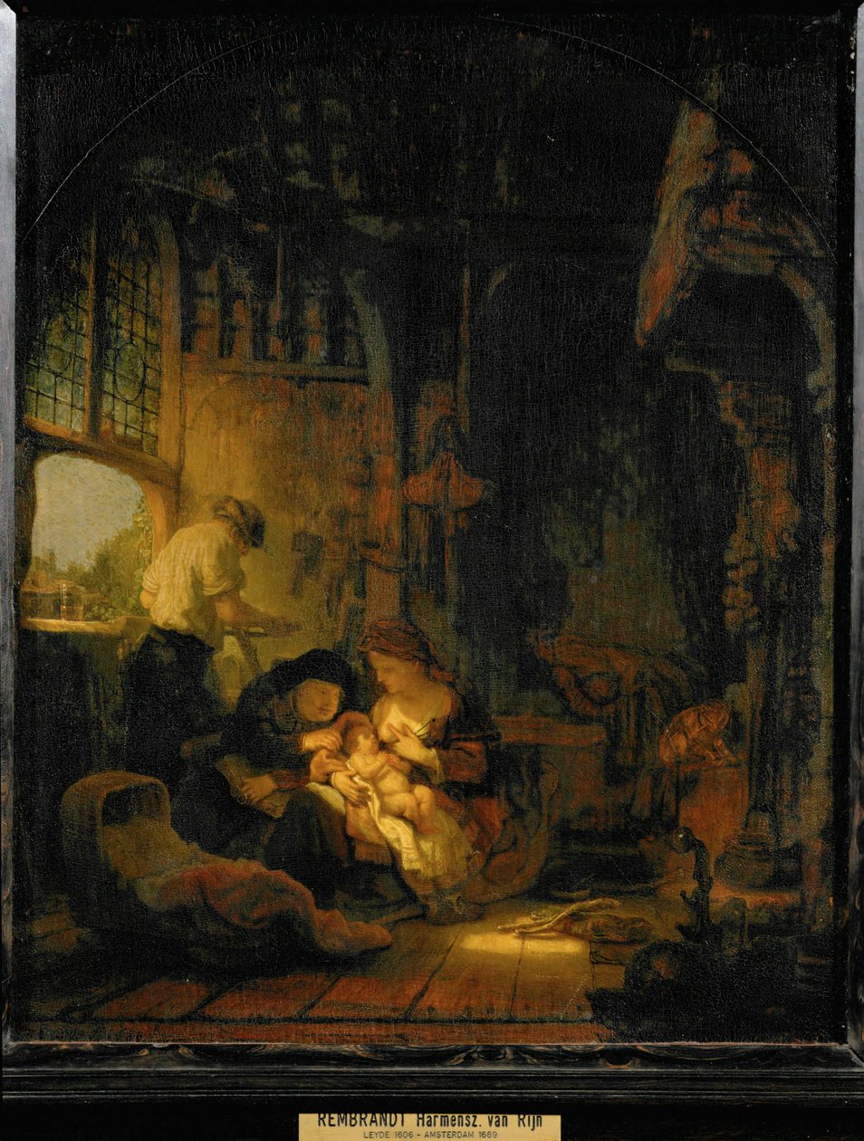 Pyhä perhe, joka tunnetaan myös nimellä "Puusepän kotitalous" ... tekijältä Rembrandt Harmensz. van Rijn