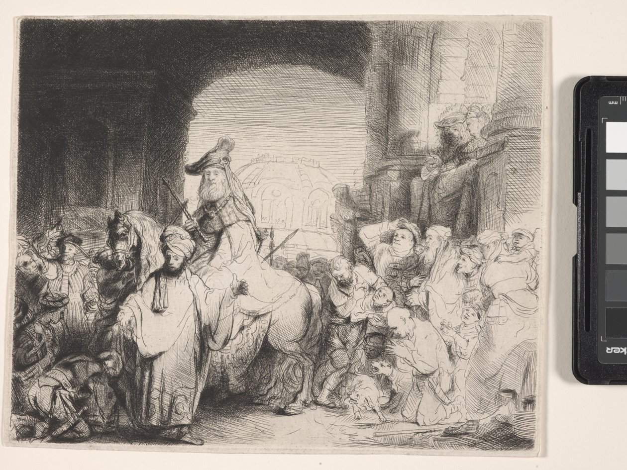 Mordokain voitto (etsaus ja kuivakärki) tekijältä Rembrandt Harmensz. van Rijn