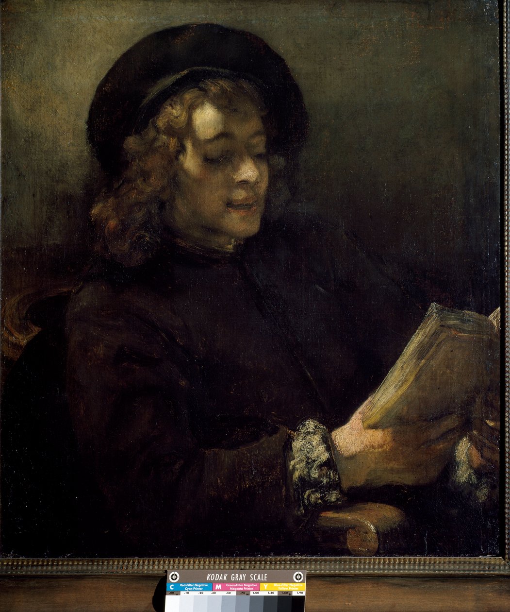 Titus lukee. Harmenszoon van Rijn dit Rembrandtin (1606-1669) maalaus noin 1656. Öljy kankaalle. Mitat: 70,5 x 64 cm. Wien, Kunsthistorisches Museum tekijältä Rembrandt van Rijn
