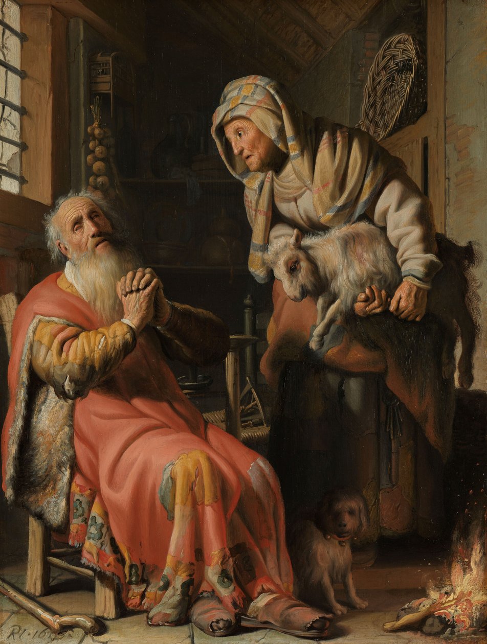 Tobit ja Anna lapsen kanssa tekijältä Rembrandt van Rijn
