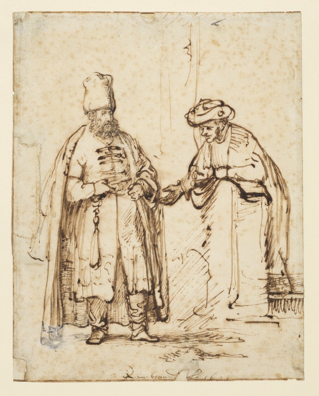 Kaksi miestä keskustelussa, 1641 tekijältä Rembrandt van Rijn
