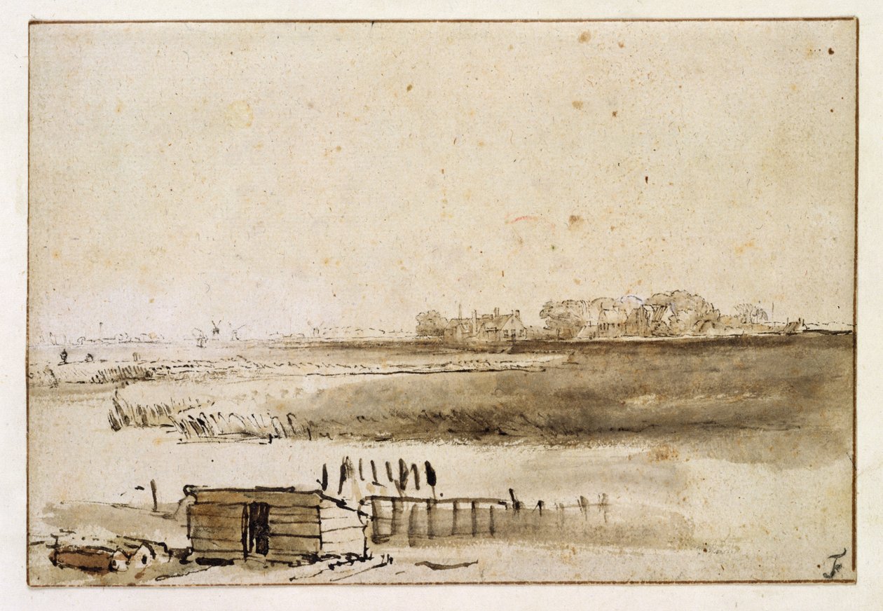 Näkymä Houtewaalille tekijältä Rembrandt van Rijn