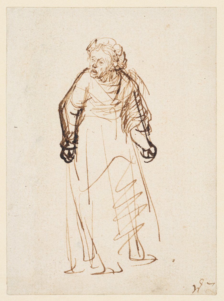 Nainen moitti (kynä ja muste paperille) tekijältä Rembrandt Harmensz. van Rijn