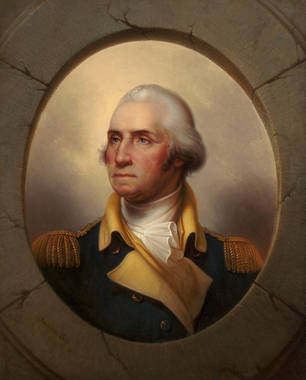 George Washingtonin (1732-1799) muotokuva, Peale, Rembrandt (1778-1860). Öljy kankaalle, n. 1856. Yksityinen kokoelma tekijältä Rembrandt Peale