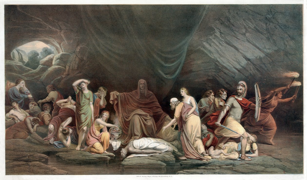 The Court of Death, pub. 1859 (väri litho) tekijältä Rembrandt Peale