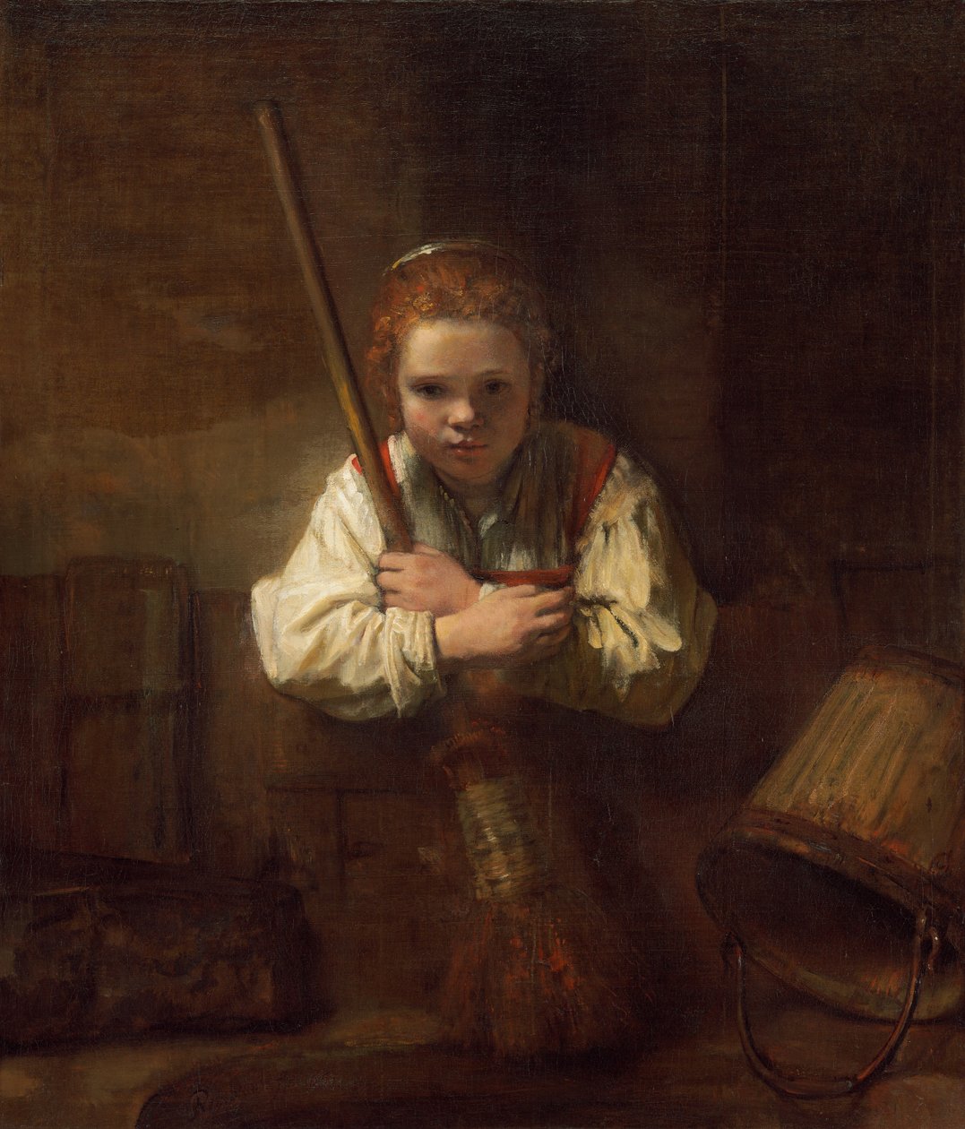 Tyttö luudalla tekijältä Rembrandt Workshop