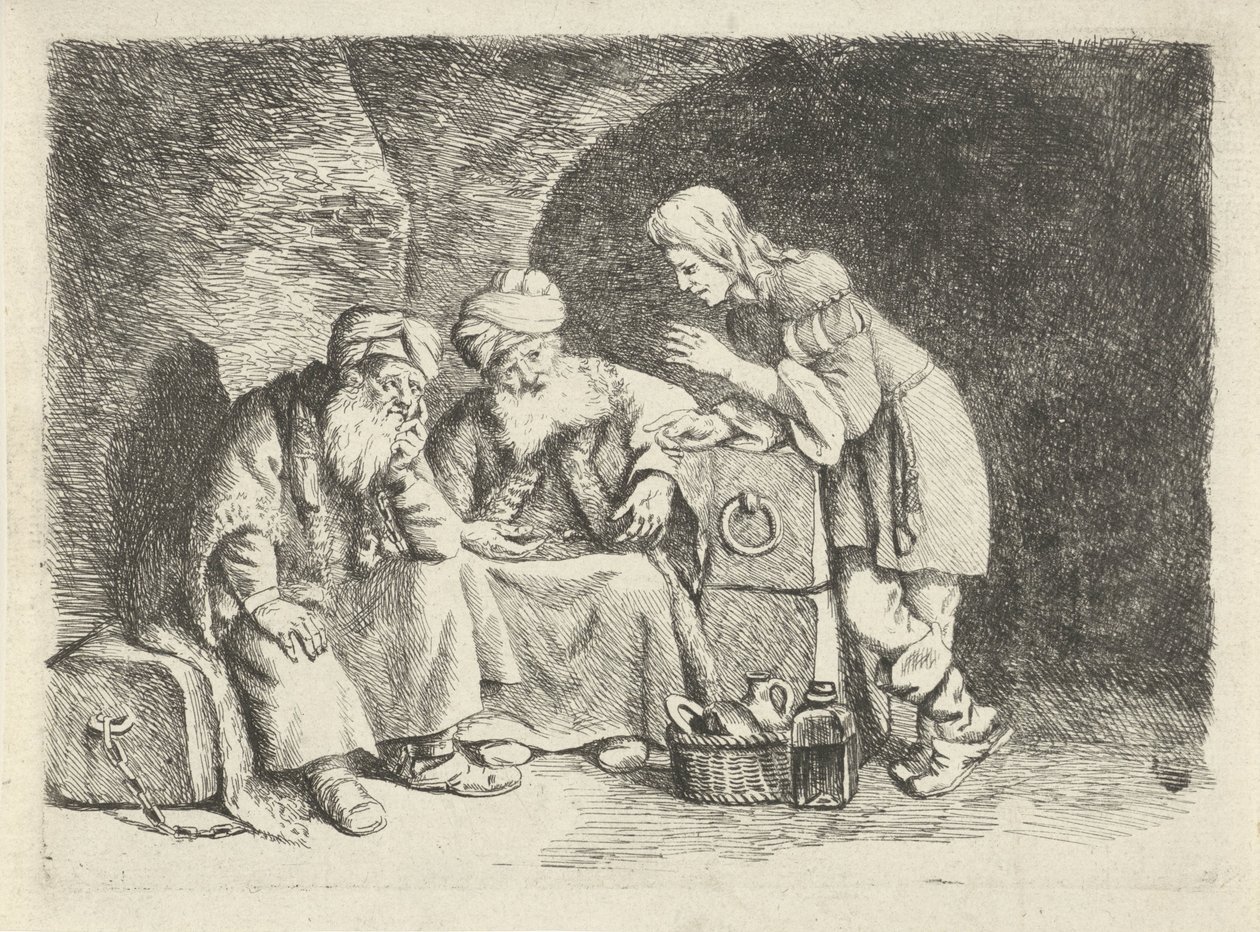Joosef selittää leipurin ja juomanlaskijan unia tekijältä Rembrandt van Rijn (follower of)