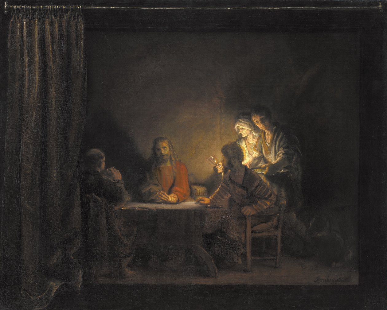 Illallinen Emmauksessa tekijältä Rembrandt van Rijn (værksted)