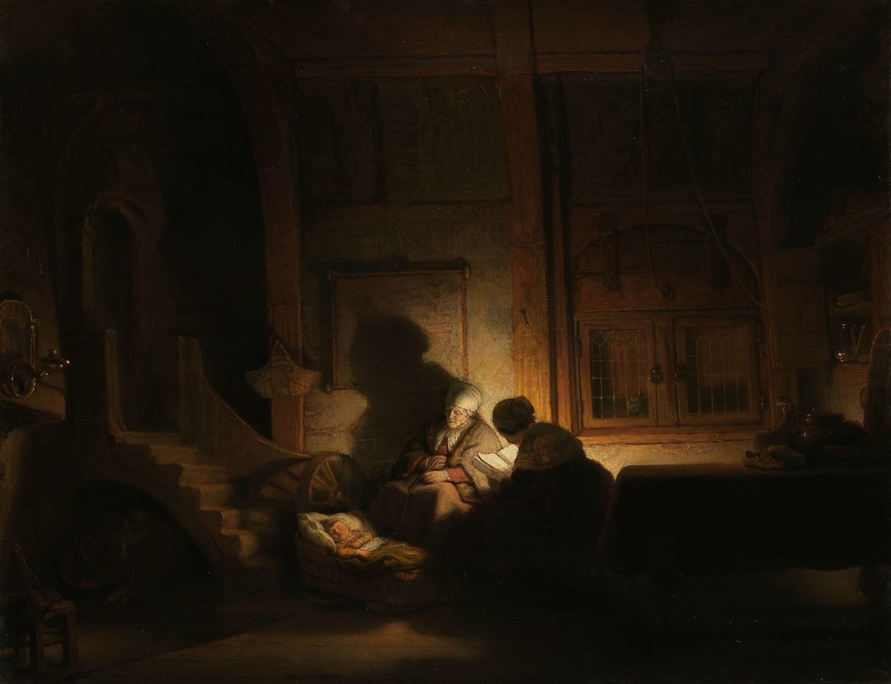 Pyhä perhe yöllä tekijältä Rembrandt van Rijn (workshop of)