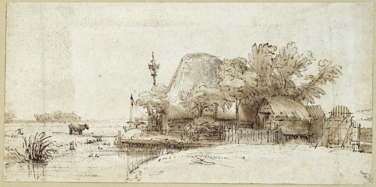 Maatila virran varrella tekijältä Rembrandt van Rijn