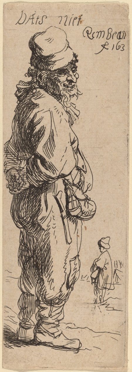 Talonpoika vastaa: "Dats niet" (se ei ole mitään) tekijältä Rembrandt van Rijn