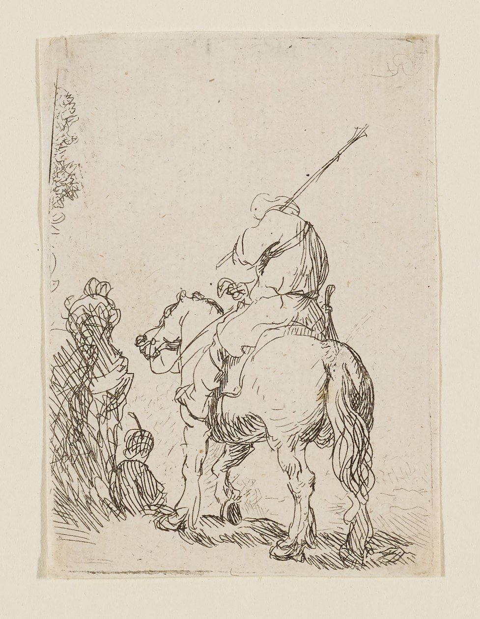 Turbaanipäinen sotilas hevosen selässä tekijältä Rembrandt van Rijn