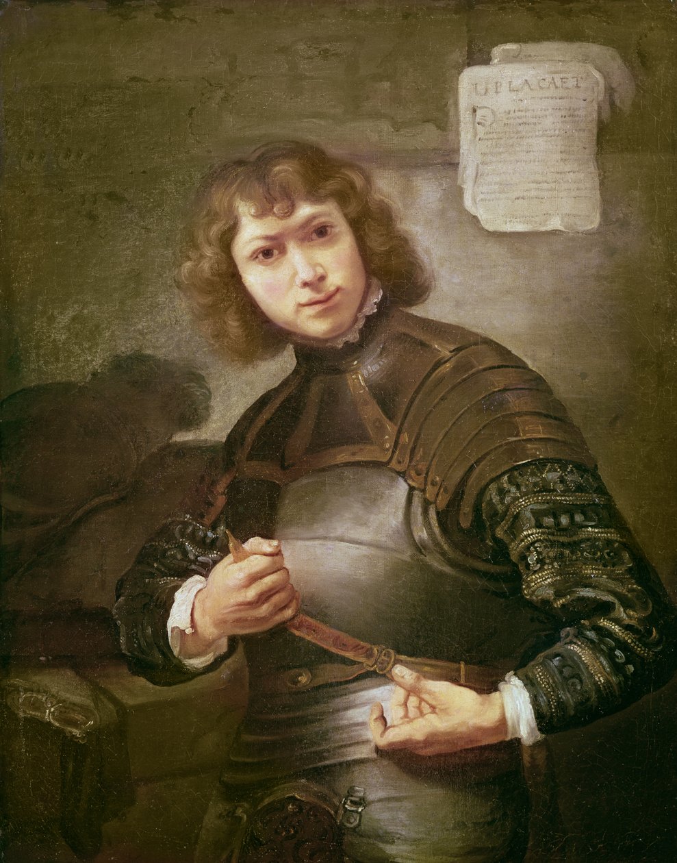 Nuori mies haarniskassa tekijältä Rembrandt van Rijn