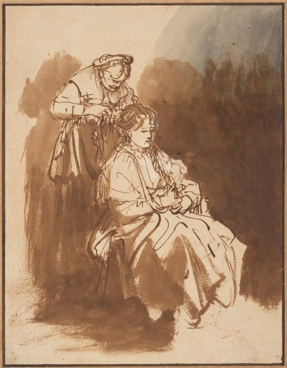 Nuori nainen, jolla on punottu hiukset, noin 1637 tekijältä Rembrandt van Rijn