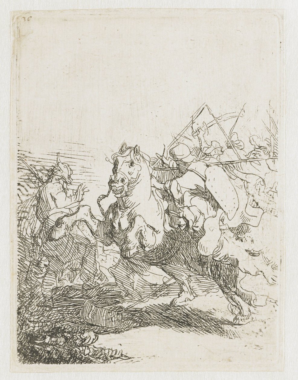 Ratsuväen taistelu tekijältä Rembrandt van Rijn