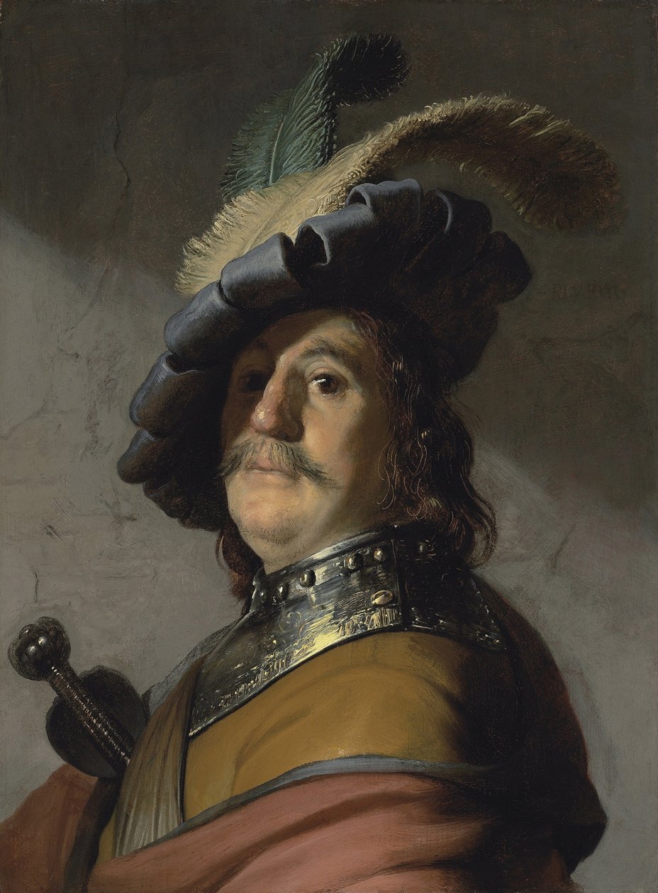 Mies rotkon ja lippiksen päällä tekijältä Rembrandt van Rijn