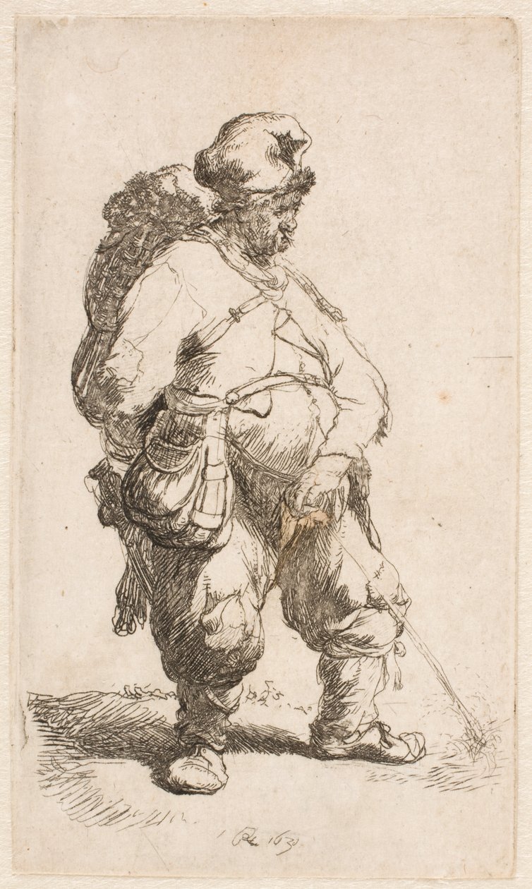 Mies, joka virtsaa tekijältä Rembrandt van Rijn