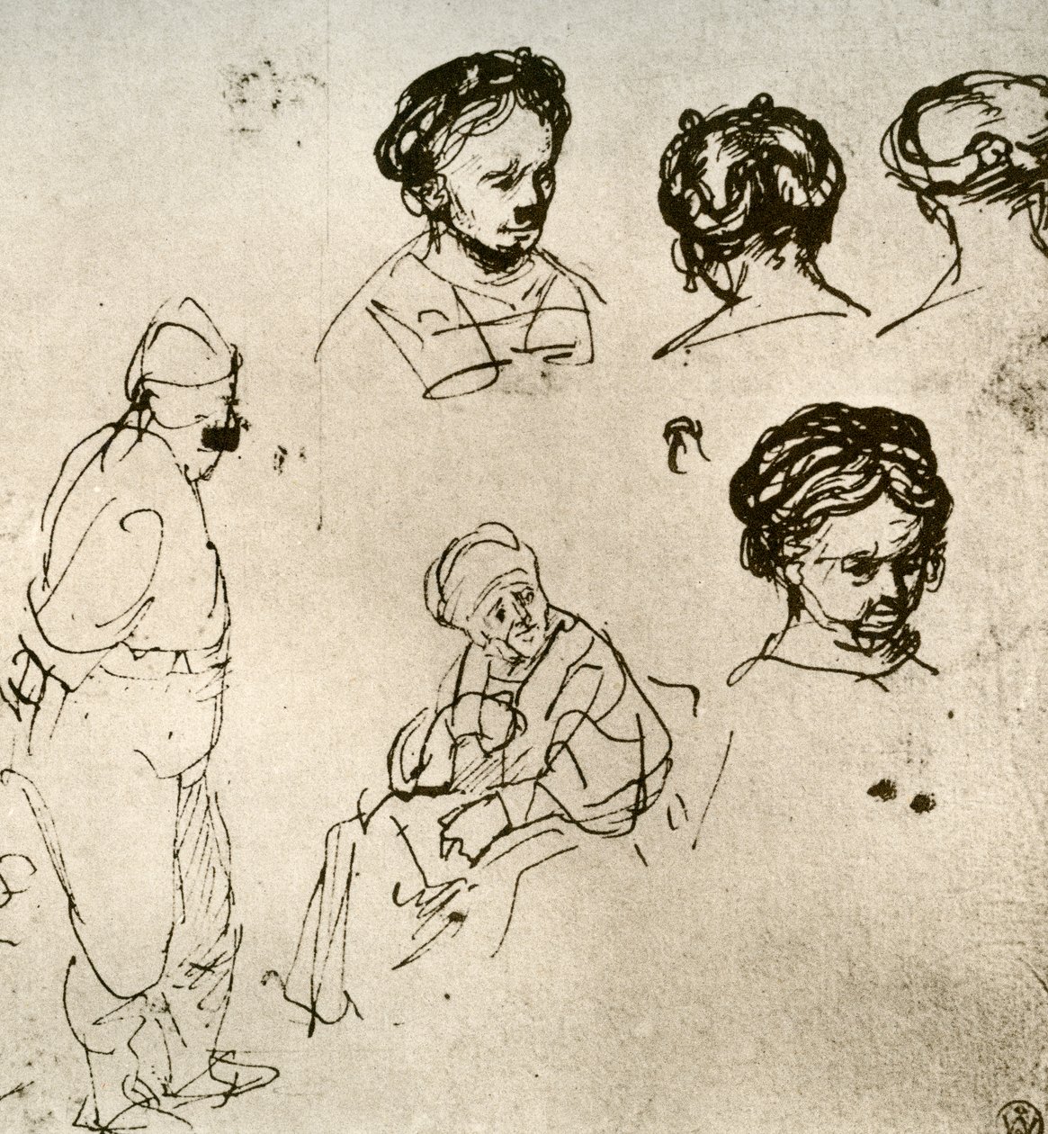 Sivu luonnoksia, 1913. tekijältä Rembrandt van Rijn