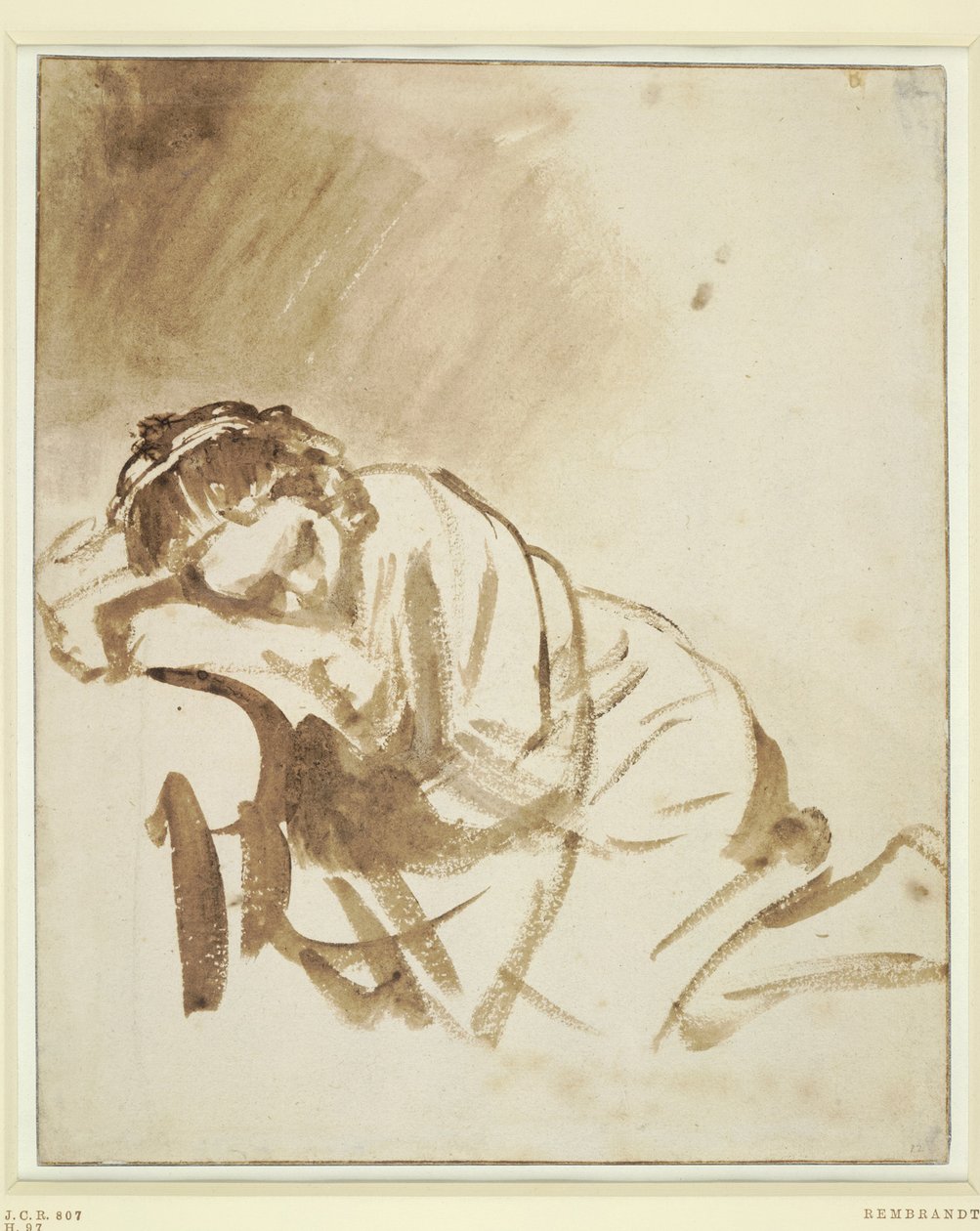 Nuori nainen nukkumassa Hendrickje Stoffelsissa, noin 1654 tekijältä Rembrandt van Rijn