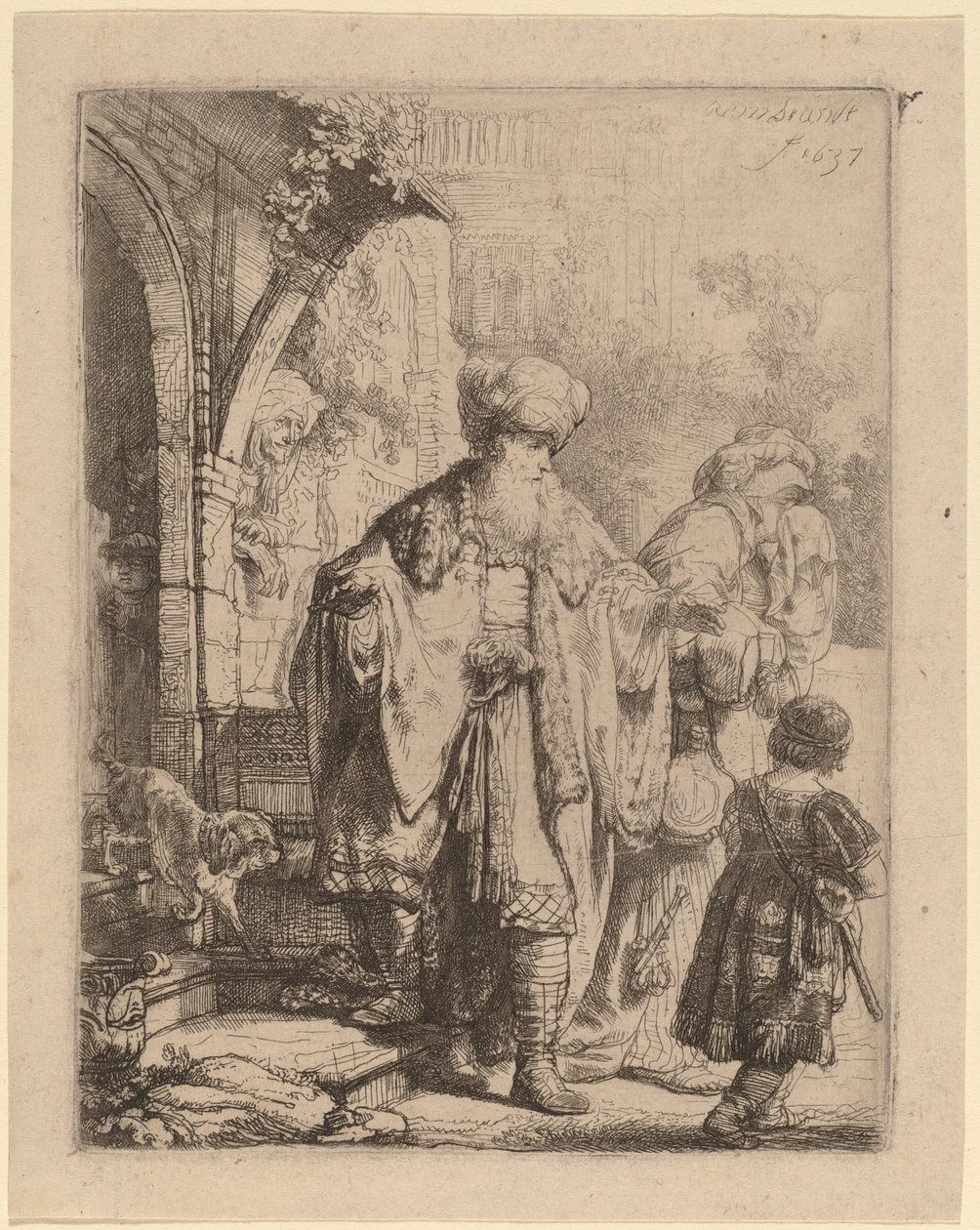 Abraham karkotti Hagarin ja Ismaelin tekijältä Rembrandt van Rijn